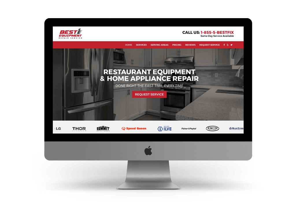 website redesign for best equipment repair service